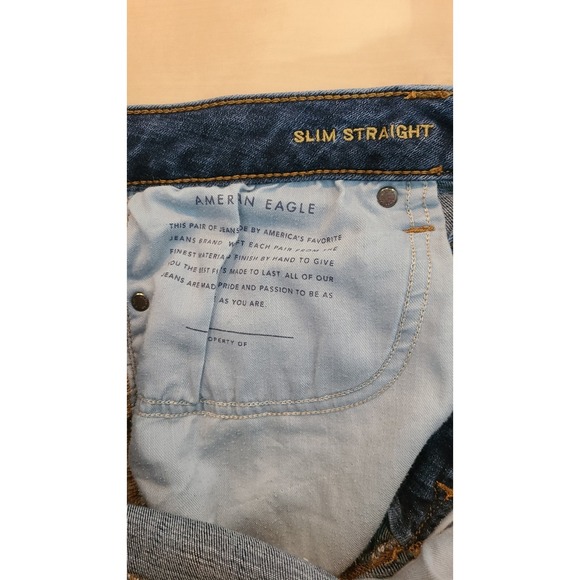 Mens American Eagle Oufitters Blue Jeans Slim Straigh Size 30x32 Next Level Flex - Picture 8 of 13